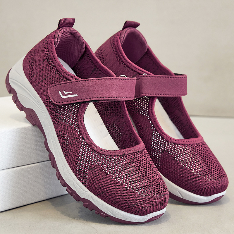 Ddmysports Female Summer New Middle And Elderly Soft Sole Leisure Breathable One Step Mom Shoes Outdoor