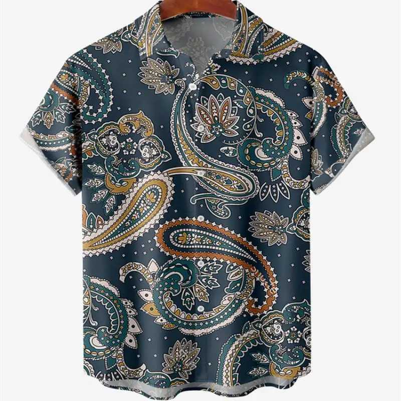 Flower Pattern Shirt For Mens Vintage Clothes Vacation Short Sleeve Floral Casual Social Oversized Printed Fashion Tops DaznXJ240812