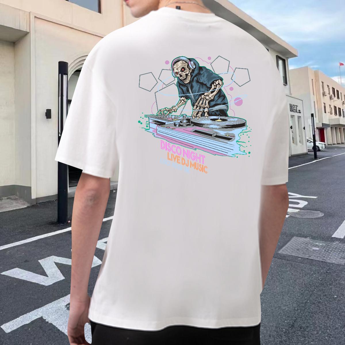 2024 Summer Men T Shirts skull Clothes 230g Cotton Daily Outfit Cool Skull Breathable Short Sleeve Men Tshirts