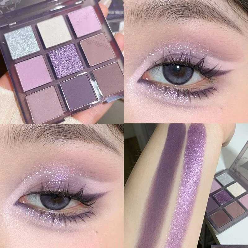 Smoke Purple Eye Shadow Palette Long Lasting Glitter Pearly Eyeshadow Starry Blue Mysterious Korean Eye Makeup Palette CosmeticsCL240812