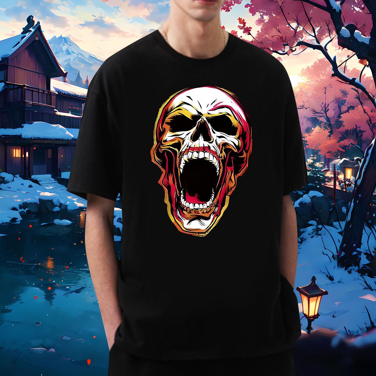 2024 DIY Mens T Shirts skull Clothes 230g 100% Cotton Summer Casual Unisex Oversized 3XL 4XL Breathable Crew Neck Couples T Shirts