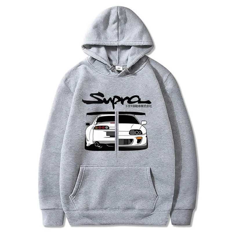 The first D Supra mens and womens hoodies of 2024 JDM manga printed loose casual top Japanese casual sportswearW240724