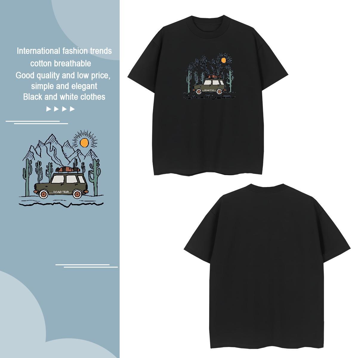 Designer Tshirts mountains 230g 100% Cotton High Street Hip Hop Breathable Short Sleeve T Shirt For Man Plus Size Custom 2024 Tops Tees