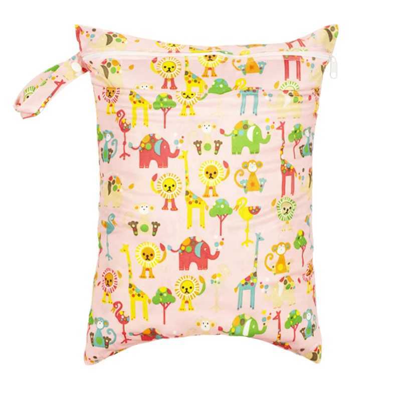 1 reusable storage bag baby waterproof fashionable printed wet dry diaper bag 2024 new 30 * 40CM double mouth bag fabric handbag W240812