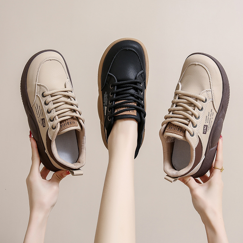 Ddmysports White For Women Autumn New Student Korean Edition Ins Trendy Versatile Thick Soled Le Fu Casual Shoes XQ Outdoor