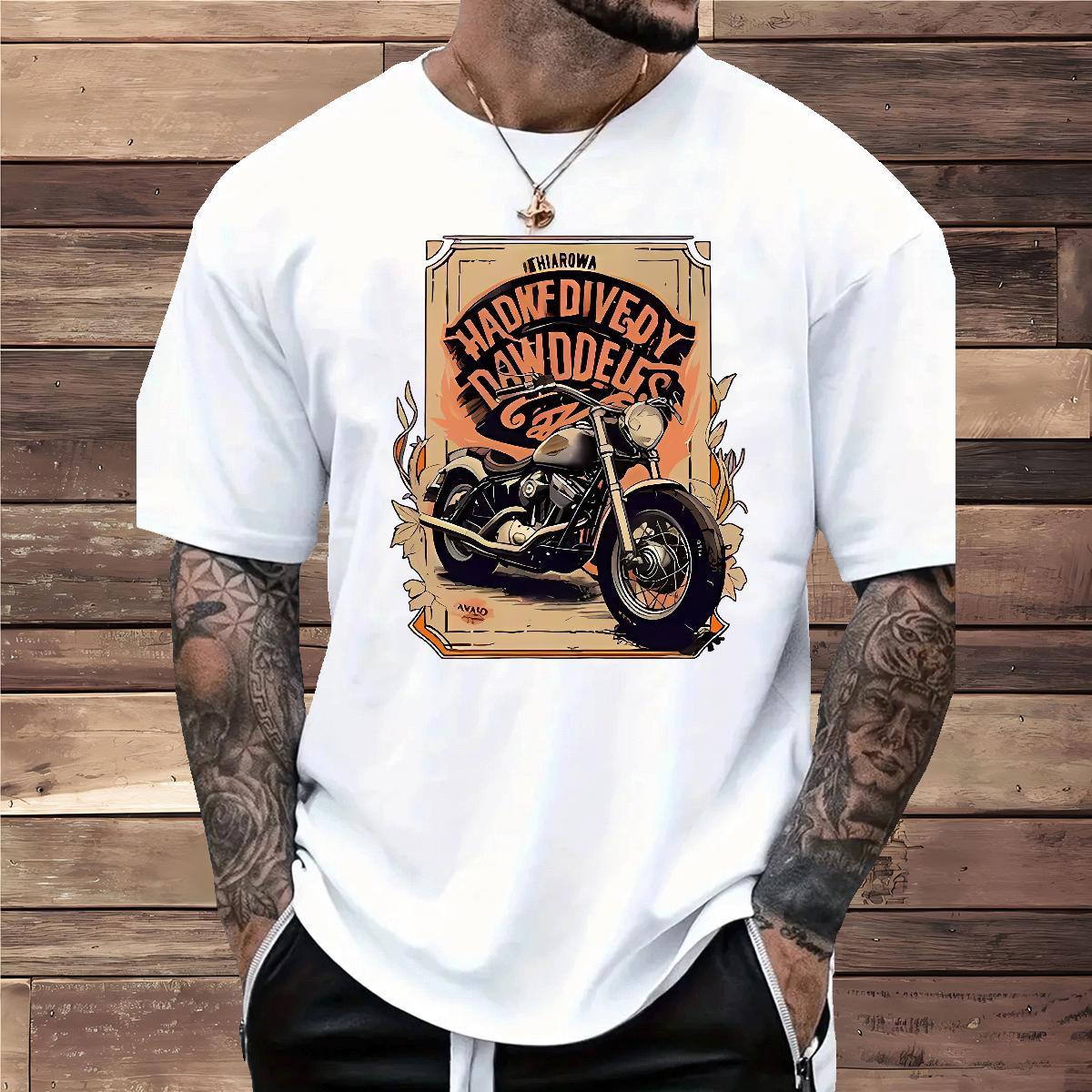 2024 230g Pure Cotton T shirt Motorcycle Summer Casual Tshirt for Man Woman Tees Shirts Breathable Classic Black White
