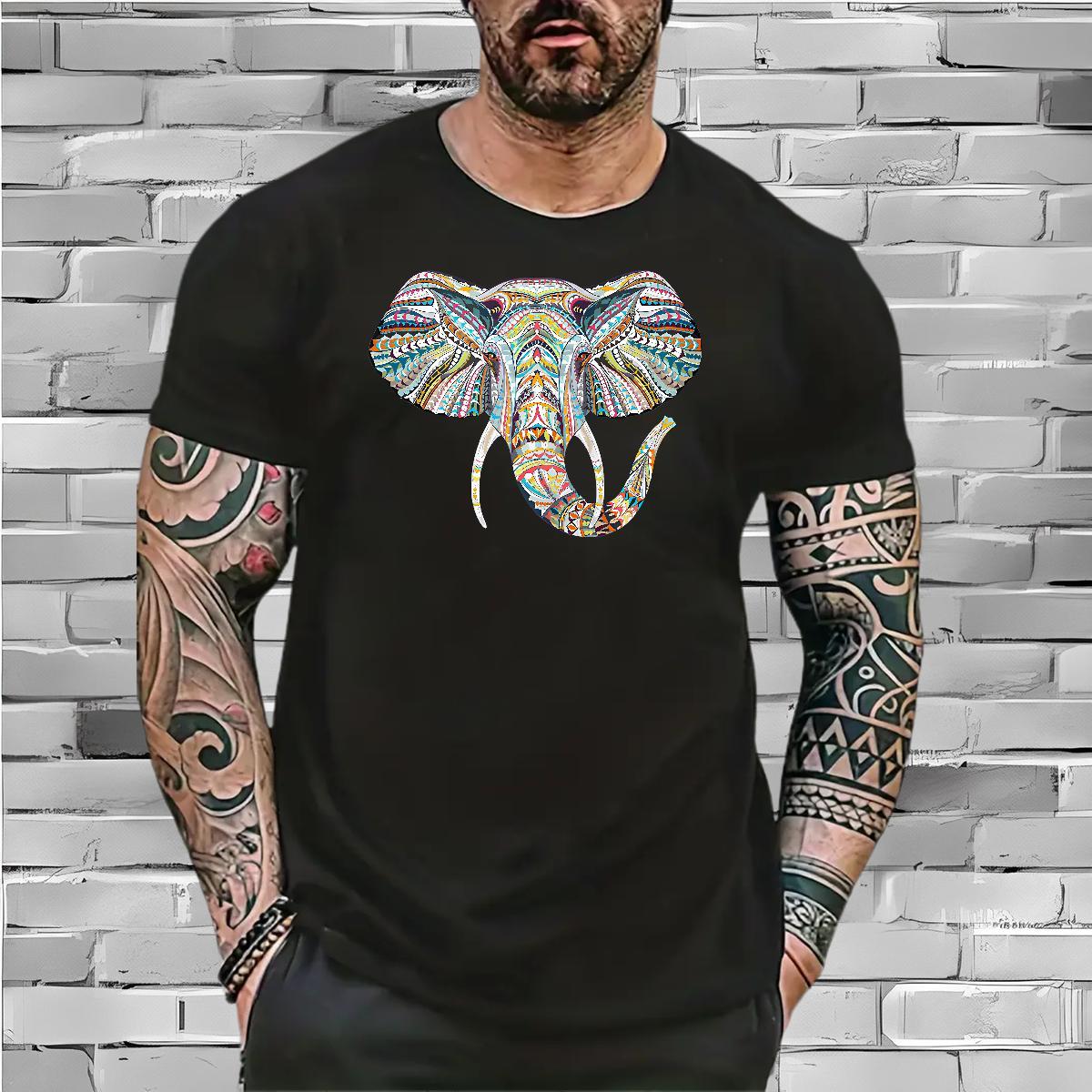 Men T Shirts 230g Cotton Elephant Hip Hop Street Round Neck Short Sleeve Custom Anime Tshirts Classic Casual Designer Tees Shirts