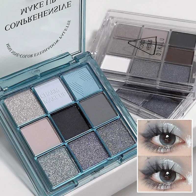 Punk Blue Eyeshadow Palette 9 Colors Matte Smoky Black Eye Shadow Shimmer Palette Glitter Nude Cosmetics lescent Eye MakeupW241212