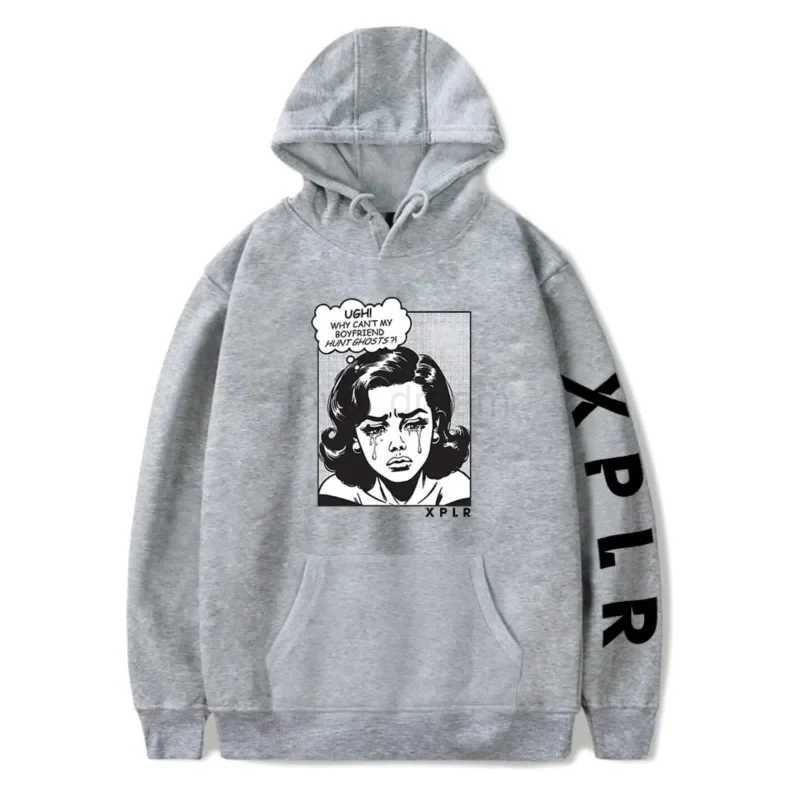 Xplr - Mens and womens long sleeved hooded sweatshirts unisex streetwear hip-hop style boyfriend Sam and Colby MerckXJ240812
