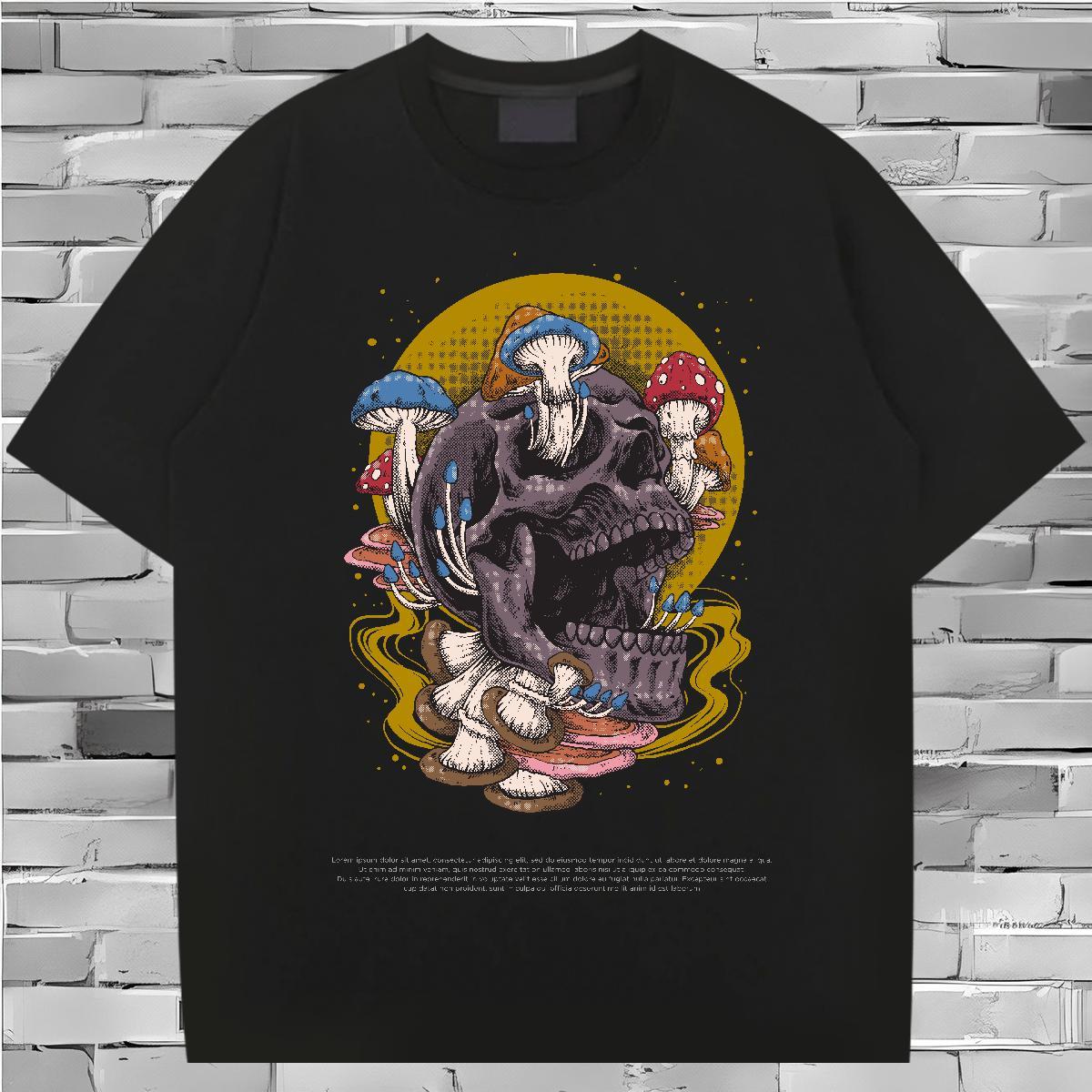 New Designer T-Shirts for Men skull Tees Shirts 100% Cotton 230g Casual Beach Wholesale Custom Printed Crew Neck Breathable Men Clothes T-Shirt