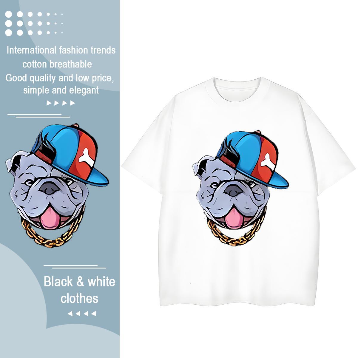 Cool T Shirt For Man dog Short Sleeve Soft Outdoor DIY Logo Oversized 230g Cotton Tshirt for Man Woman Classic Casual Wear