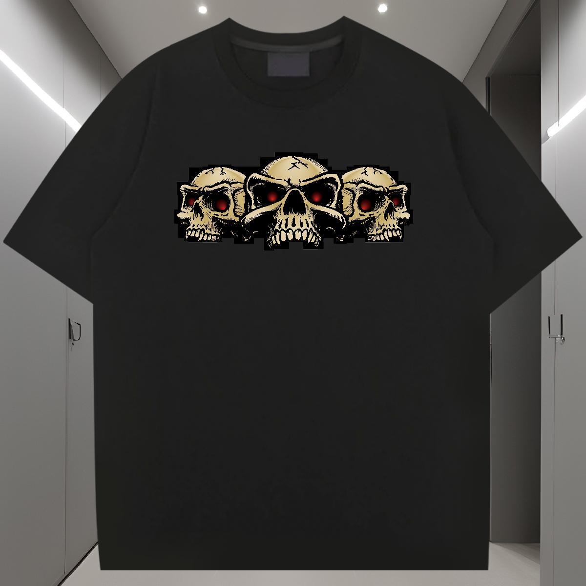 DIY Customized Man T Shirts skull Wear 230g Cotton Street wear Hip Hop Soft Plus Size Custom Short Sleeve O-Neck Men Clothes T-Shirt