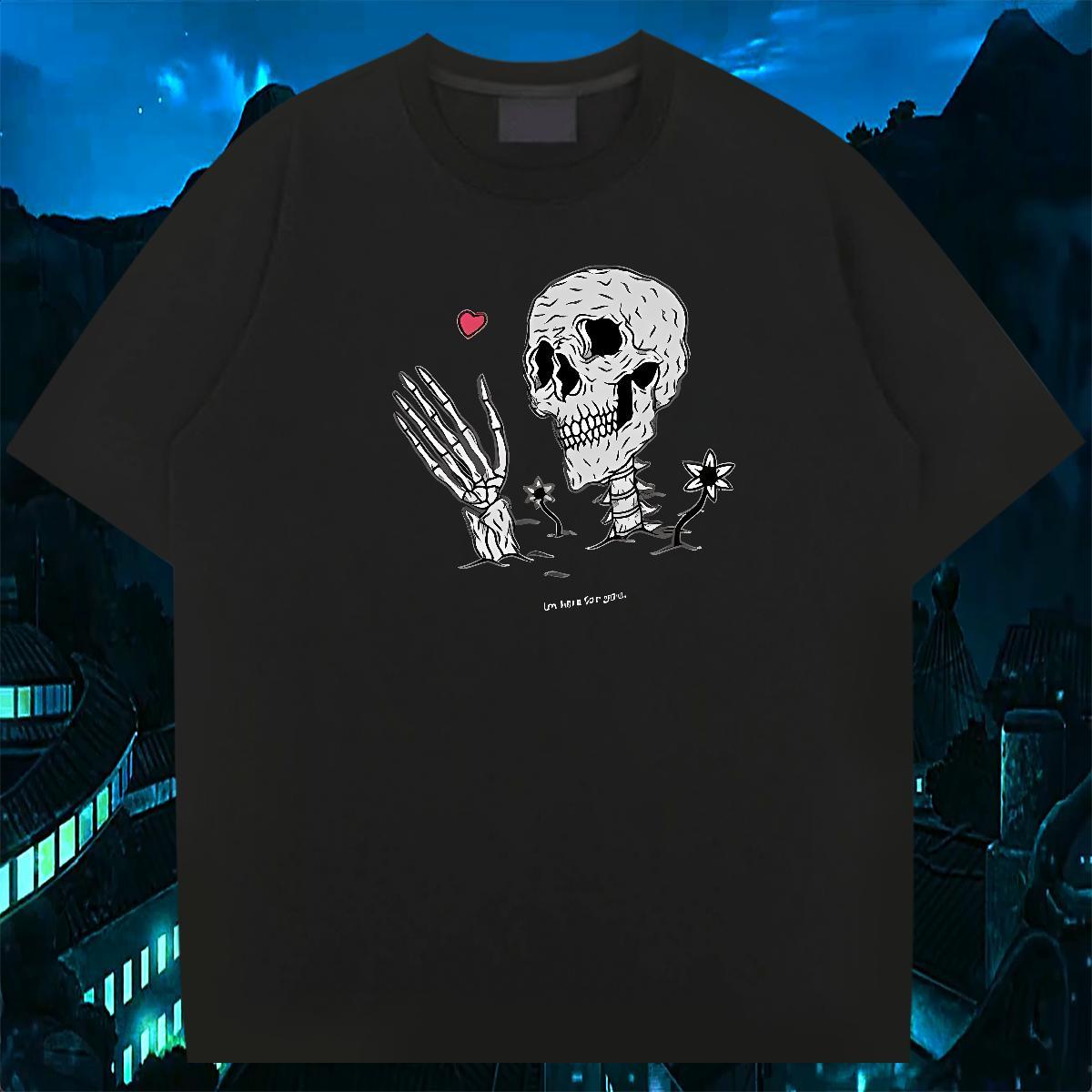 Designer Fashion T-Shirts skull Tops Shirt 100% Cotton 230g Casual Daily Wear Cool Graphic Crew Neck Breathable Men Tshirts