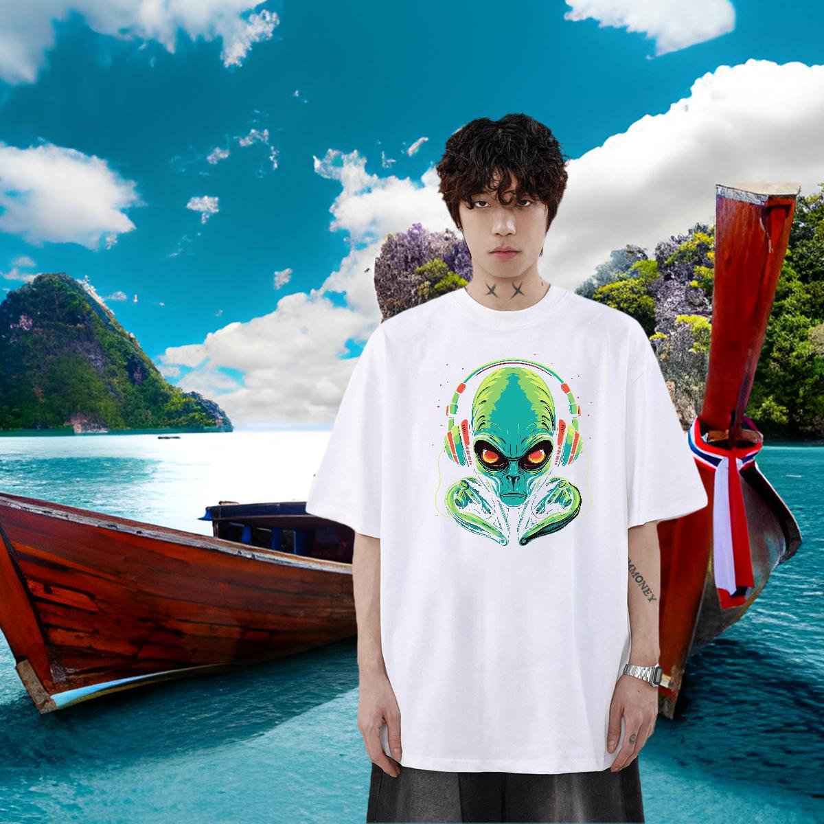2024 New T-Shirts for Men ET Clothes 230g Cotton Summer Casual High Quality White Plus Size O-Neck Short Sleeve Men Tops Tees
