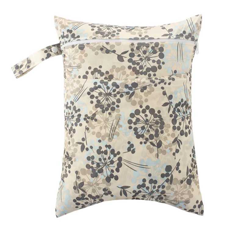 1 reusable storage bag baby waterproof fashionable printed wet dry diaper bag 2024 new 30 * 40CM double mouth bag fabric handbag W240812