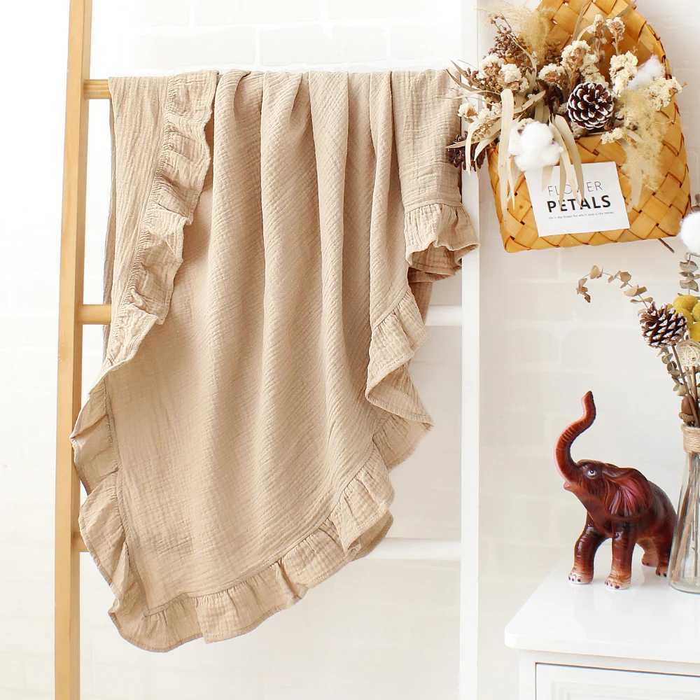 Plain Swadle Curled Cotton Gauze Ruffle Baby Uncle Clothing Baby Blanket Baby Blanket Baby Diaper Baby Napper Baby Bath TowelW240810