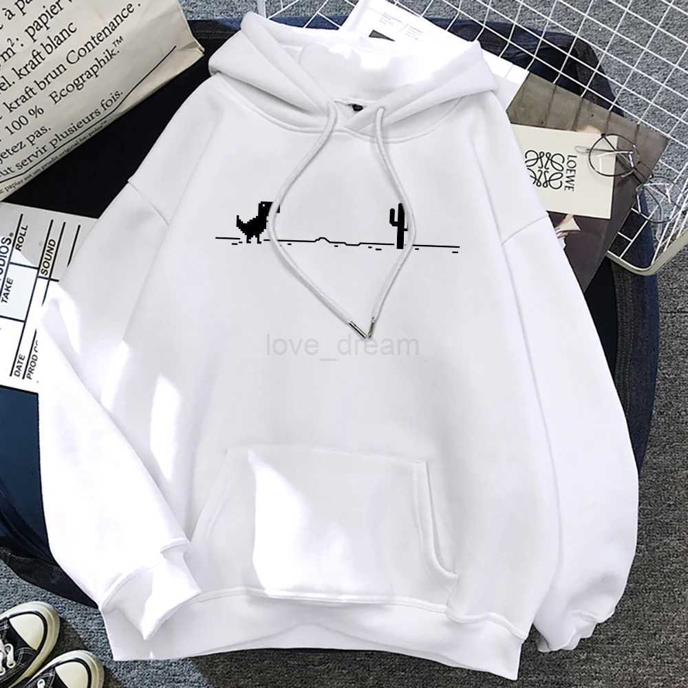 Mosaic Game Cactus Little Dinosaur Men Hoodies Autumn Loose Streetwear O-Neck Casual Sweatshirt Pocket Fleece Warm Mans HoodyXJ240812