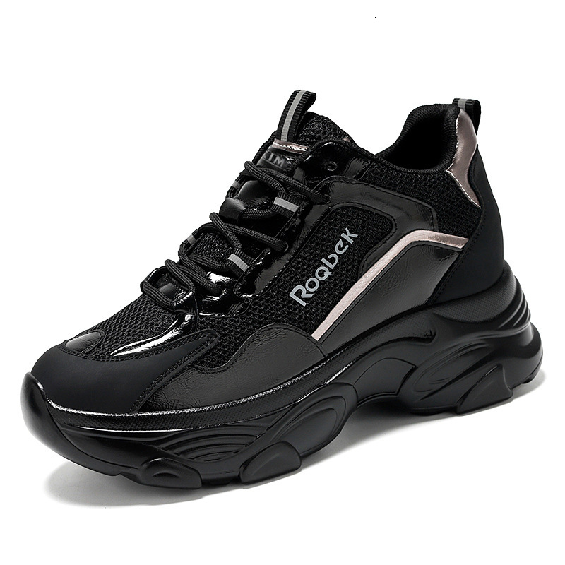 Ddmysports Spring Internet Celebrity Dad Female Instagram Trendy Thick Sole Elevated Casual Sports Black Women S Shoes Outdoor