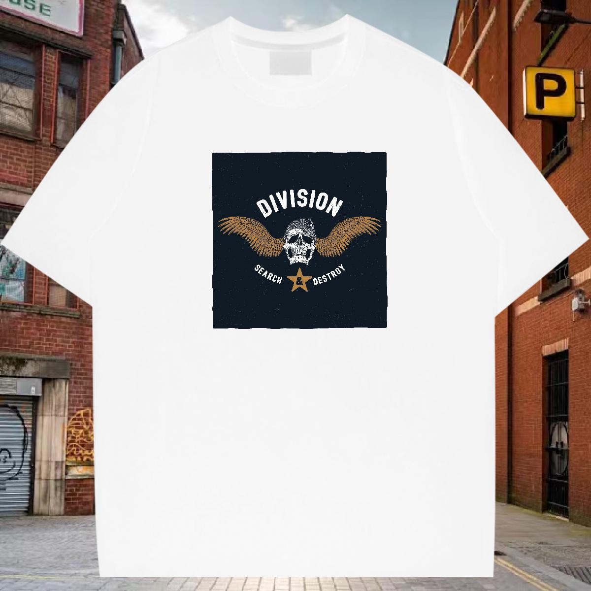 Casual New T shirt skull Tee Shirt 230g Pure Cotton Street Wear High Quality Skull Crew Neck Breathable Men Tshirts
