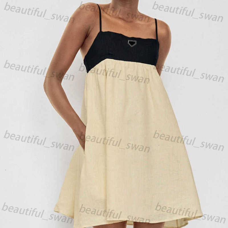 dresses for woman designer Cotton design sense versatile suspender contrasting color dress 2024 summer and autumn new item niche sexy short skirt for women