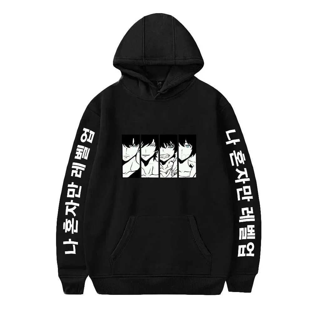 Manga Solo Leveling Sung Jin Woo Printed Hoodie Spring Long Sleeves Men Women Plus Size Hooded Sweatshirts Harajuku Loose HoodyXJ240812