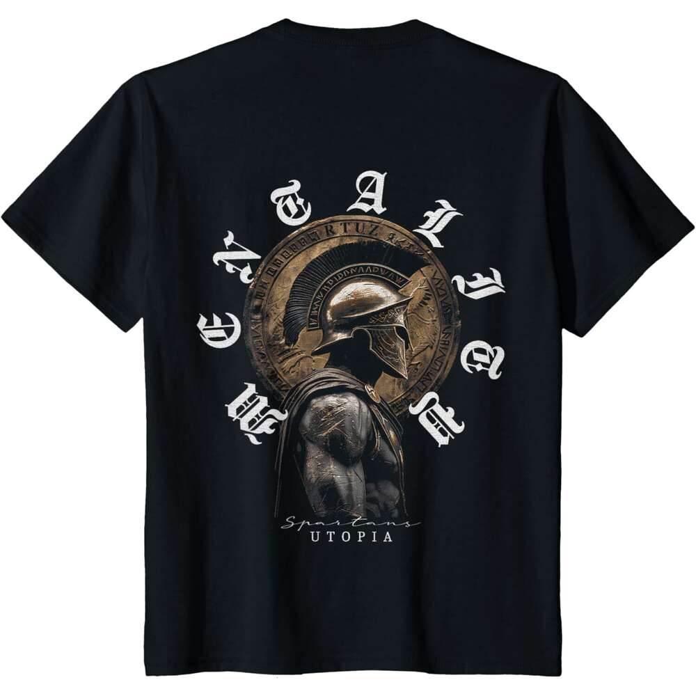 T shirt for Mens Ancient Greek Sparta Helmet Warrior Soldier back print Spartan T-Shirt Shirts Tshirt Graphic Tee Casual Tops Clothes Short sleeve
