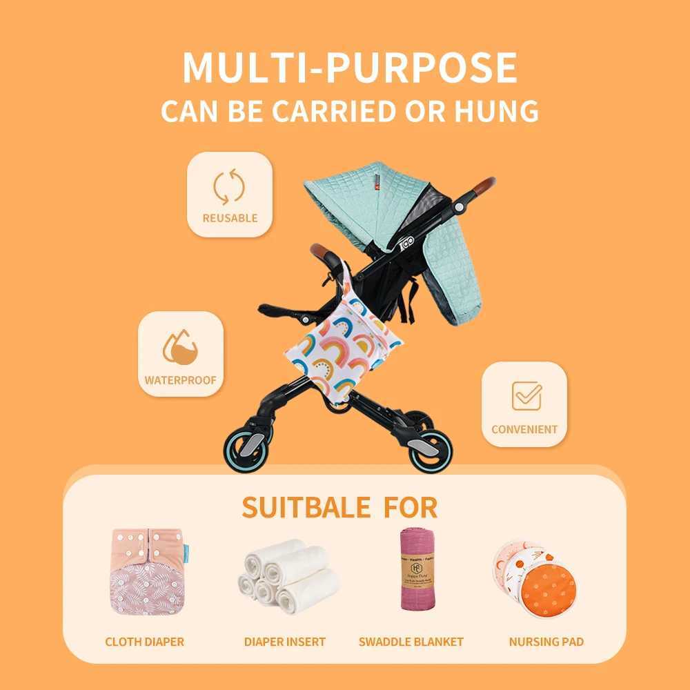 Happyflux 18 * 25CM waterproof mini wet diaper bag reusable portable single pocket diaper dry bag W240812