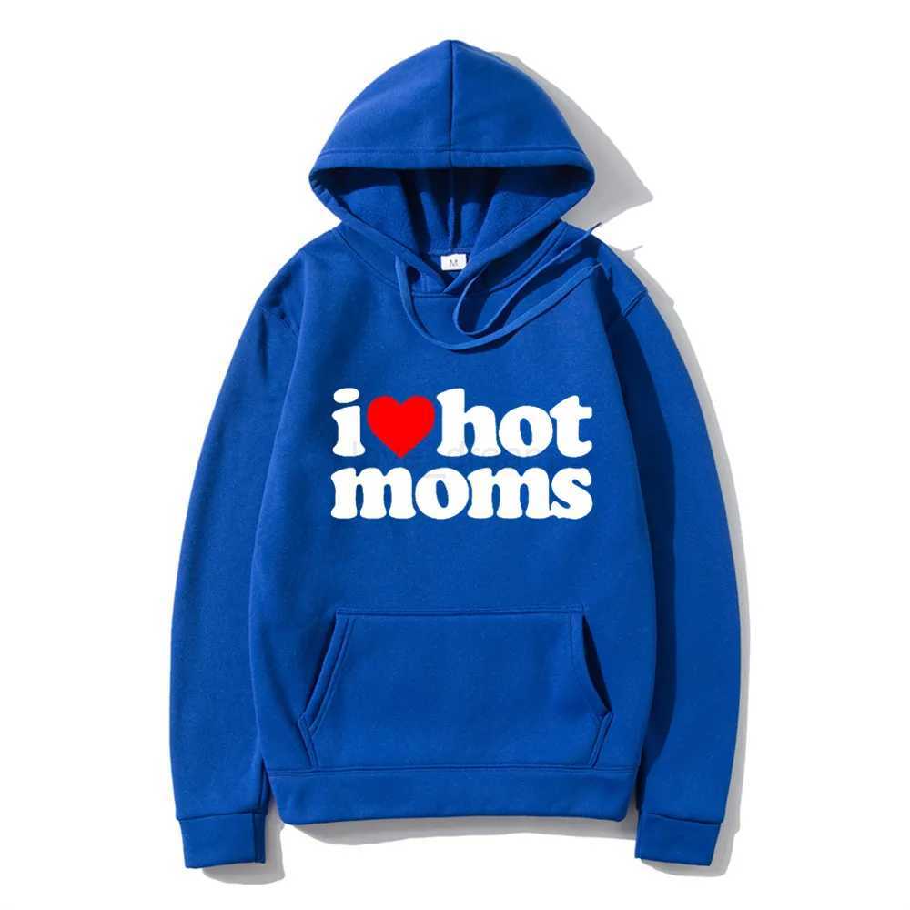 I Love Hot Moms Men Hoodies Sweatshirts New Funny Red Heart Love Moms print Hoodie Men Women Casual Top Pullover Mens ClothingXJ240812