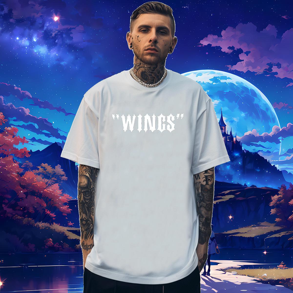 Soft Men Tees letter 230g Pure Cotton Street Crew Neck Breathable T Shirts Men Floral Print New Arrival Polos