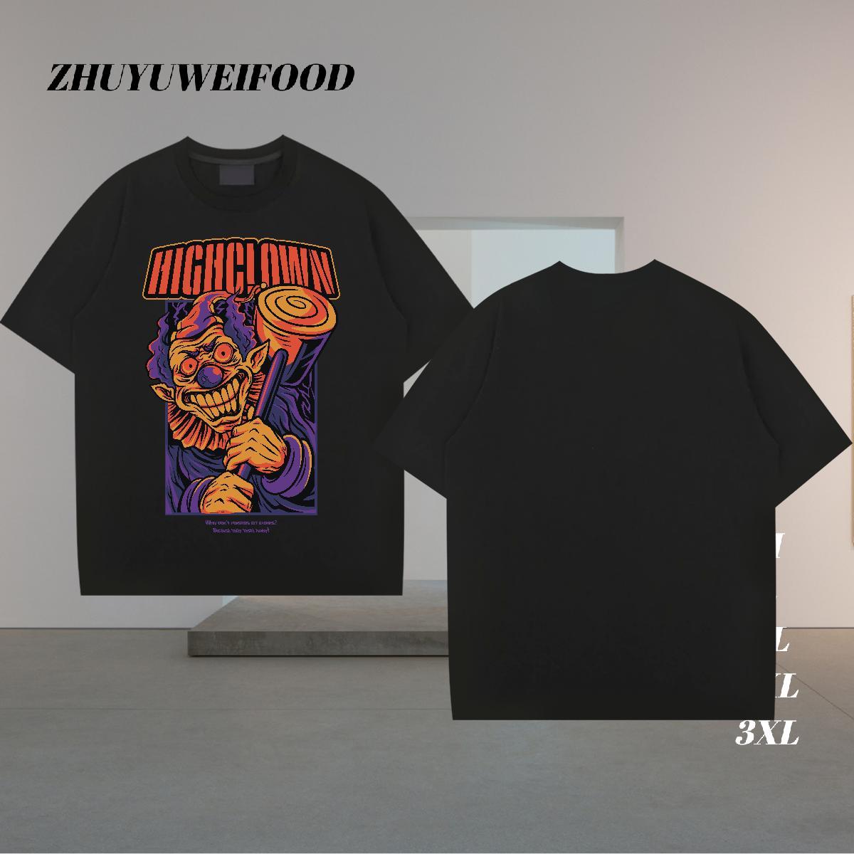 Stylist T-Shirts for Men portrait Wear 230g Cotton Casual Daily Wear Popular Anime Crew Neck Breathable Men Tshirts