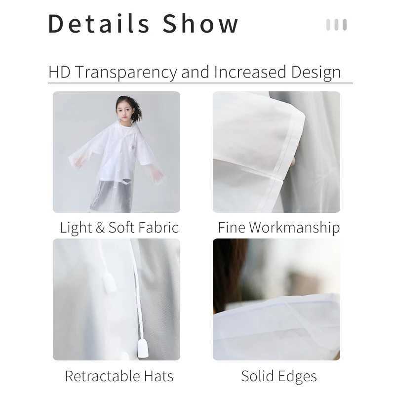 Disposable Kid Rain Coat 1PCS Portable Waterproof Child Rain Coat EVA Cute Kids Raincoat Impermeable Poncho for Children Y240810