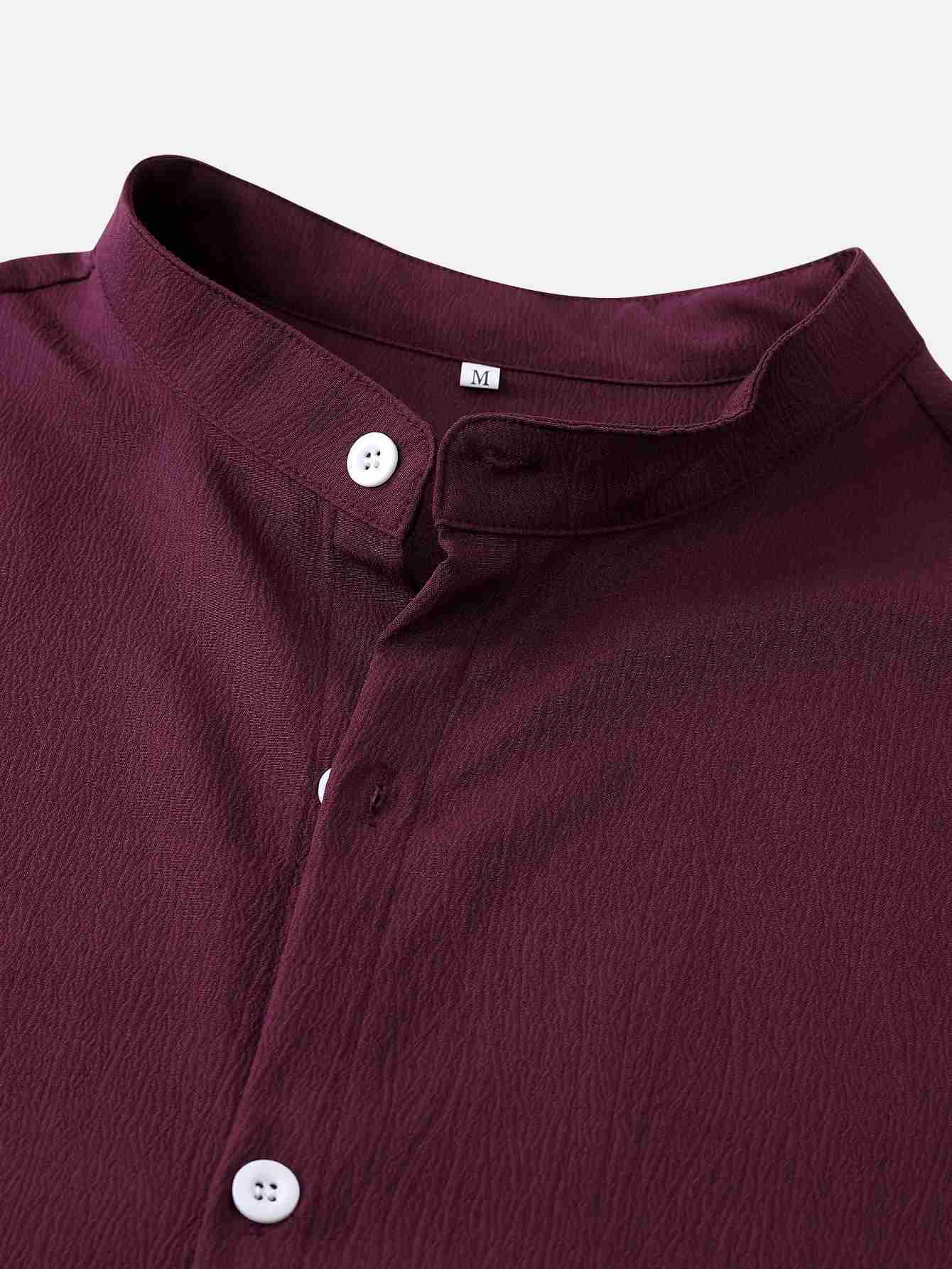 Summer Fashion Mens Short Sleeve Button Down Henley Shirts Casual Solid Beach ShirtXJ240812