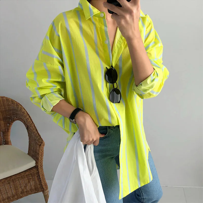 SuperAen Spring Autumn Striped Long-Sleeve Shirt Female Korean Style Cotton Women Blouses and Tops Fashion 240812