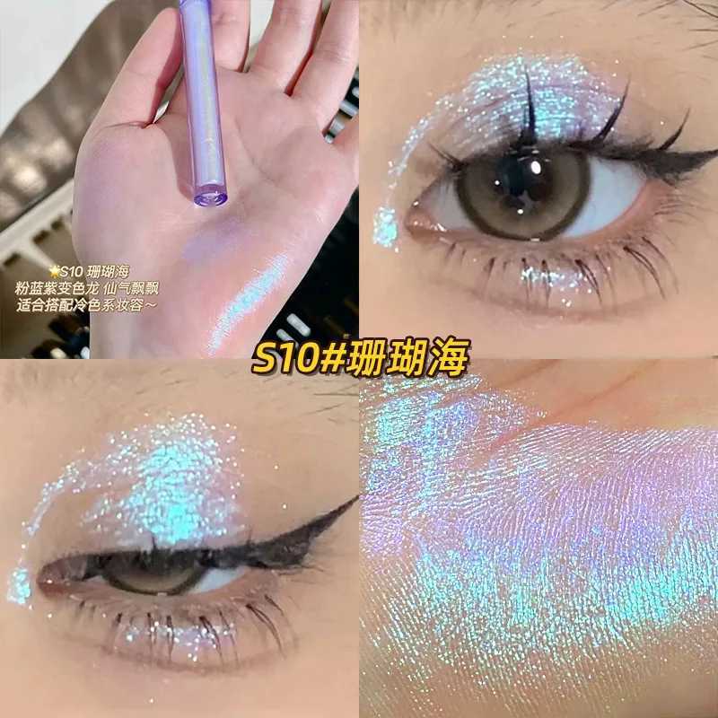 Shiny color changing longan makeup multi color shimmer eye shadow two color stick shiny chrome fluorescent pen party luminous cosmeticsW241212