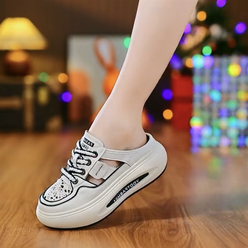 Ddmysports Thick Soled Baotou Alf Slippers For Women S Summer New Outwear Wearing Lazy Shoes With One Foot Fashionable Sandals Outdoor