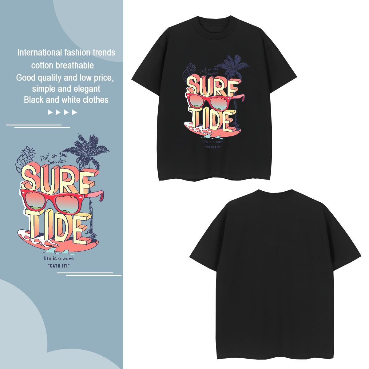 Loose Men Clothes T-Shirt letter 100% Cotton 230g Summer Casual Breathable Short Sleeve T-Shirts Cartoon Printing L-4XL Customized Top Tees