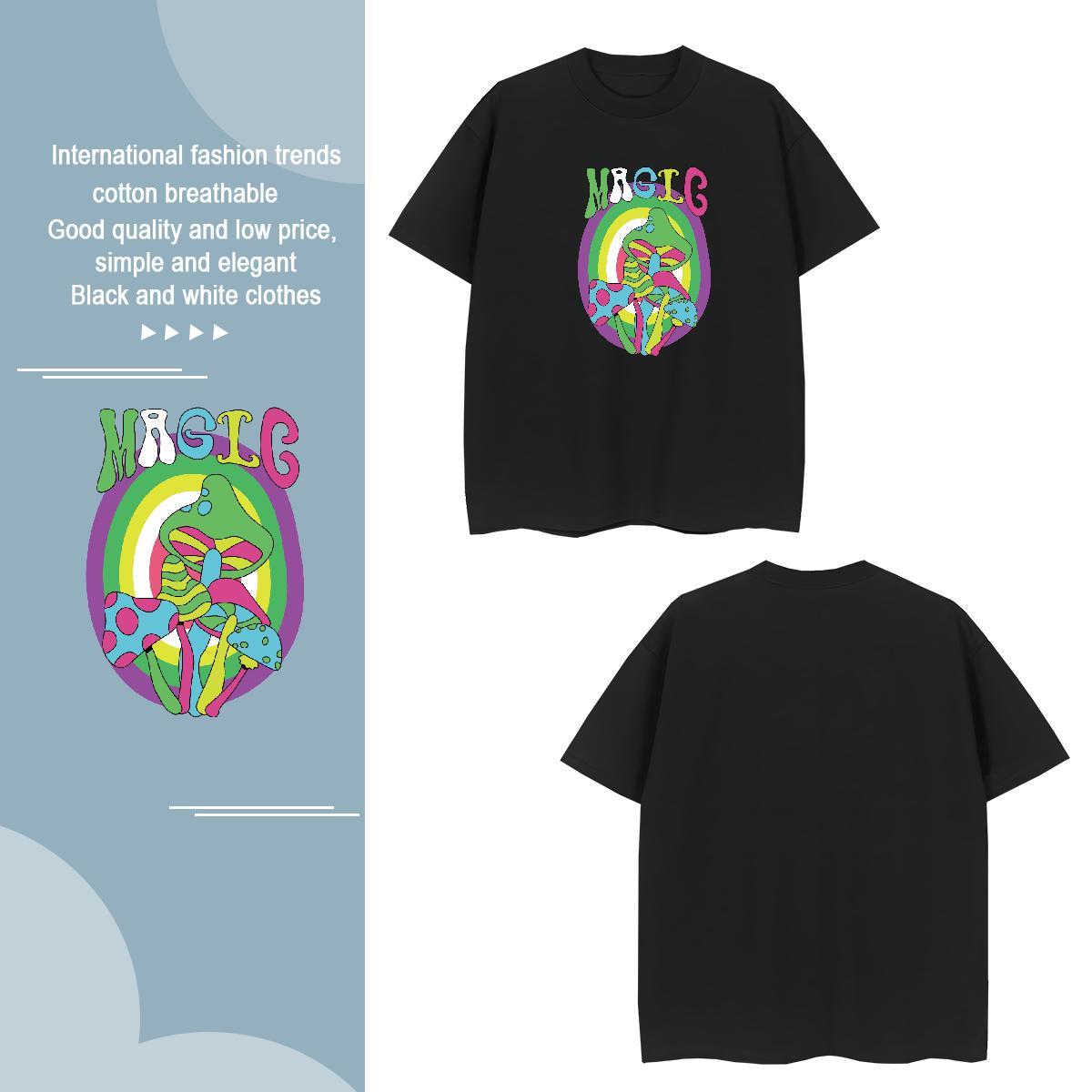 Man T Shirts 230g Cotton mushroom Summer Casual Breathable Crew Neck Skull Men Tshirts Fashion Design Classic Tops