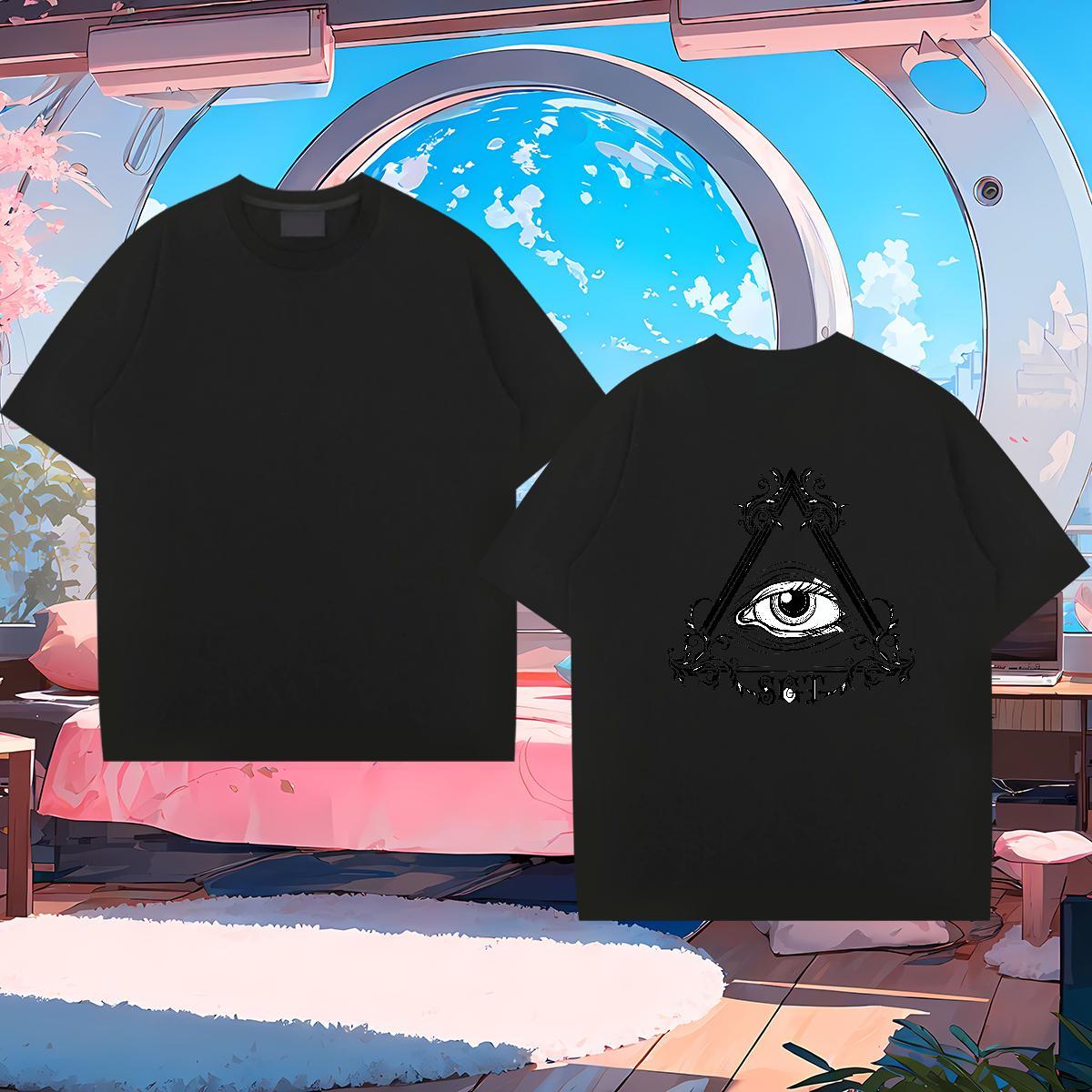 2024 DIY T shirt eye of the devil Wear 100% Cotton 230g Anime Printing Street Free Shipping DIY Printed Pure Cotton Mens Tshirts