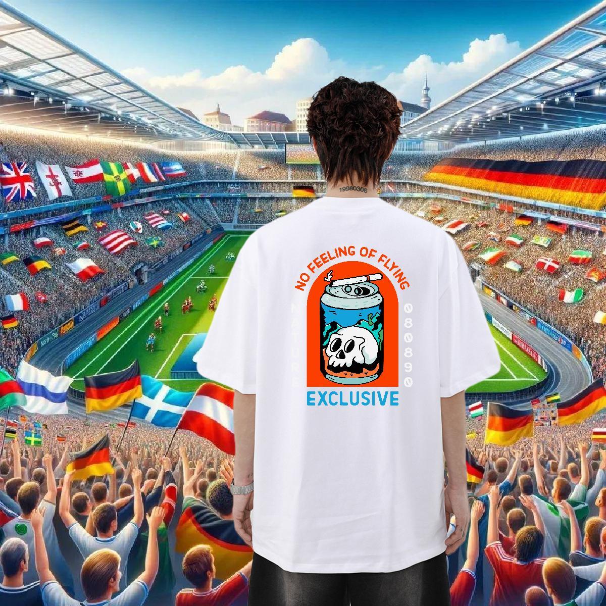 2024 DIY T shirt skull Tee Shirt 230g Pure Cotton Outdoor Loose Oversized 3XL 4XL Crew Neck Breathable Mens Tshirts