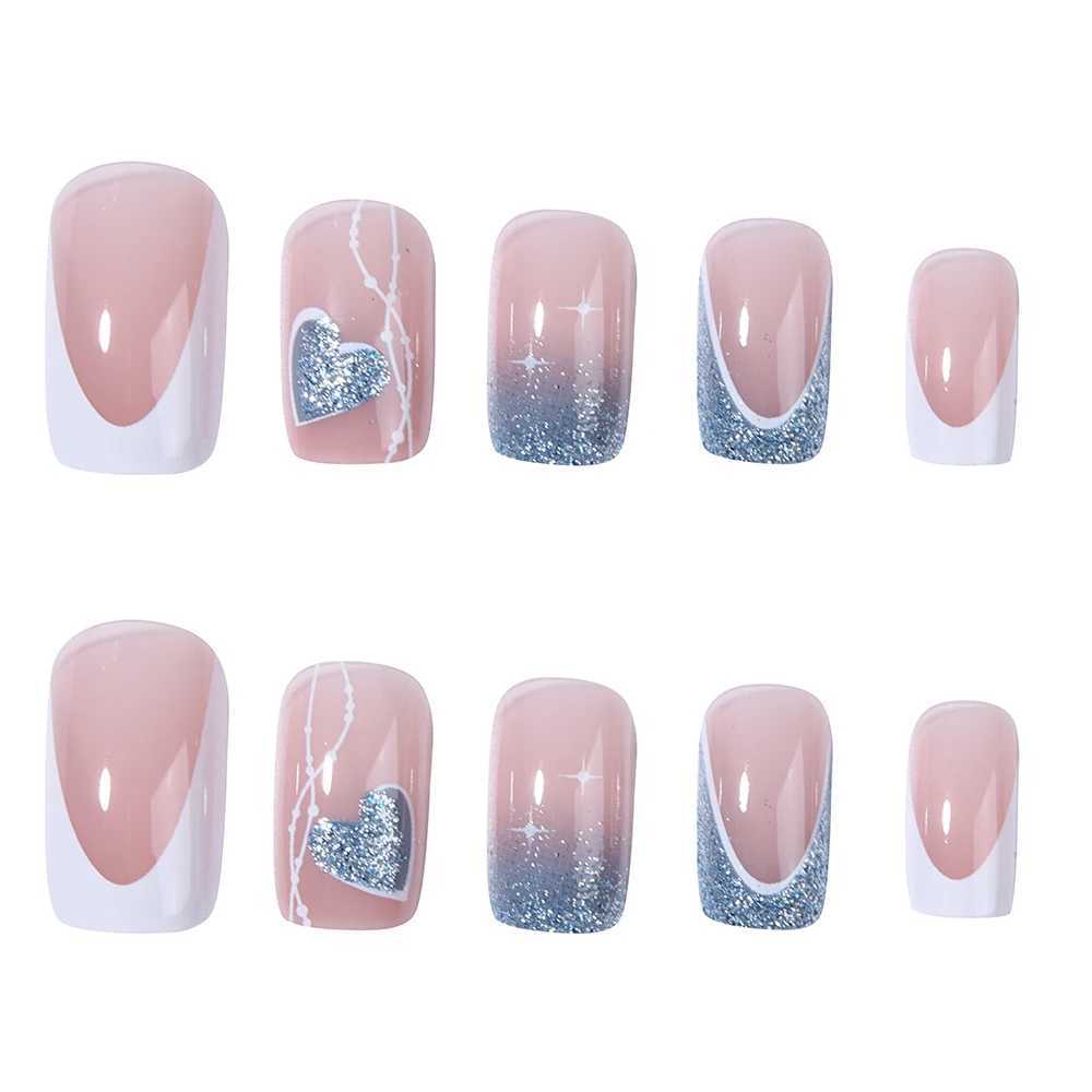 24 pieces/pack of short square nails pressed nails beautiful nails artificial fake nails y2k girls womens daily wear W240810