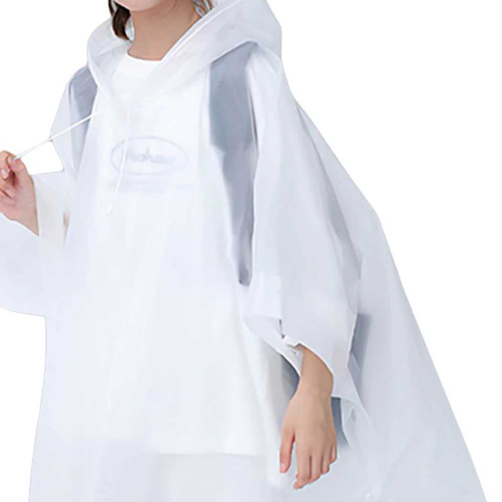 Outdoor Rainwear Reusable Rain Ponchos with Drawstring Hood Rain Gear Thicken EVA for Boys Girls for 6-12 Years Old Children Y240810
