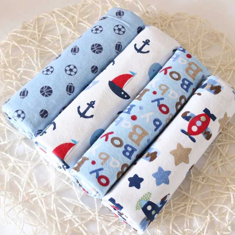 4 pieces/pack of 100% pure cotton flannel diapers Supersoft receiving baby blankets newborn packaging printing baby bedding 76x76cm blankets SwaddleW2
