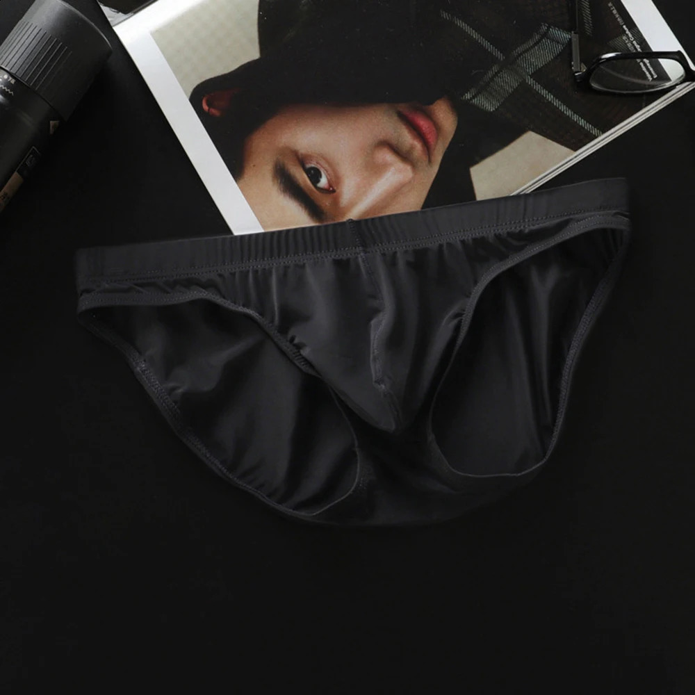 4PCS Mens Underwear Summer Ultra Thin Ice Silk Briefs Transparent Quick-dry Underpants Large Size Sport Shorts Panties M-4XL 240812