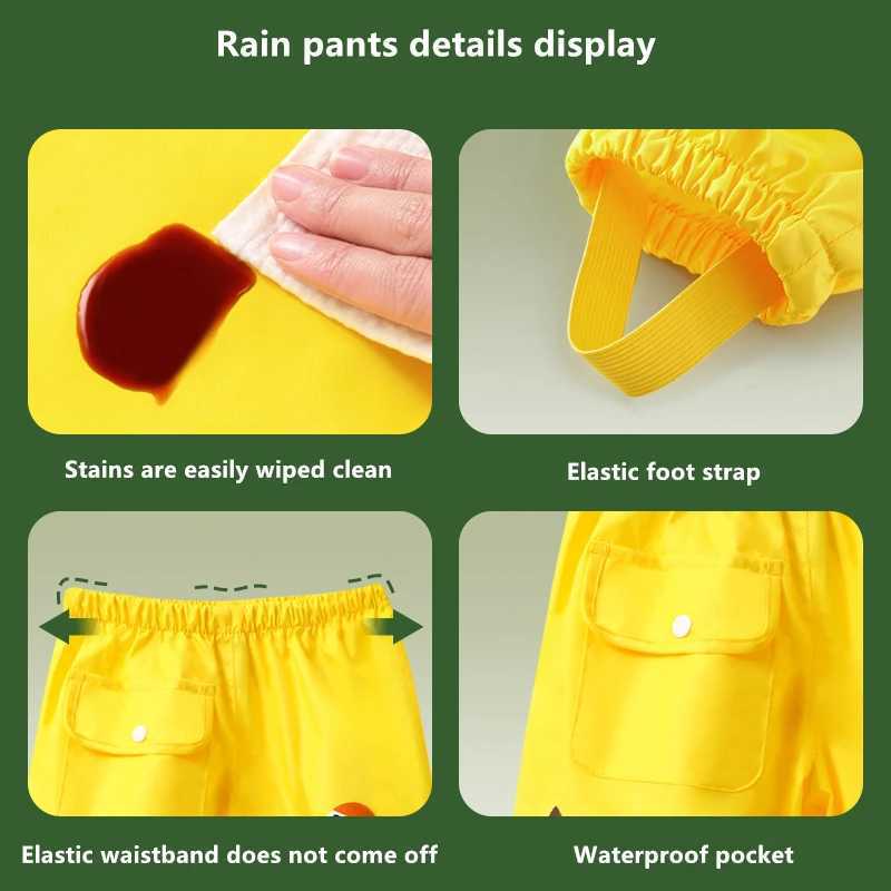 Cartoon Dinosaur Style Kids Rain Pants Boys And Girls Students Kids Waterproof Pants Fashion Children Rain Pants Y240810