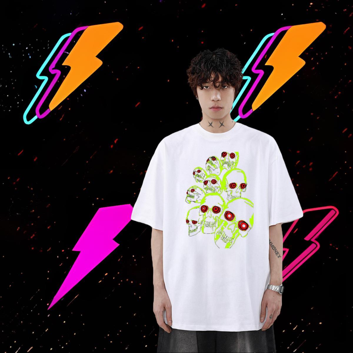 Fashion Designer T Shirts Men skull Wear 230g 100% Cotton Outdoor Popular Floral Print Crew Neck Breathable Men Clothes T-Shirt