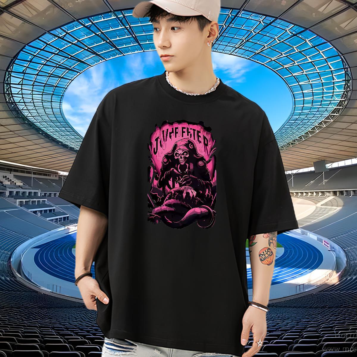 Brand Men T Shirts skull Polos 230g 100% Cotton Street Wear Wholesale Floral Print Breathable Crew Neck Couples T Shirts