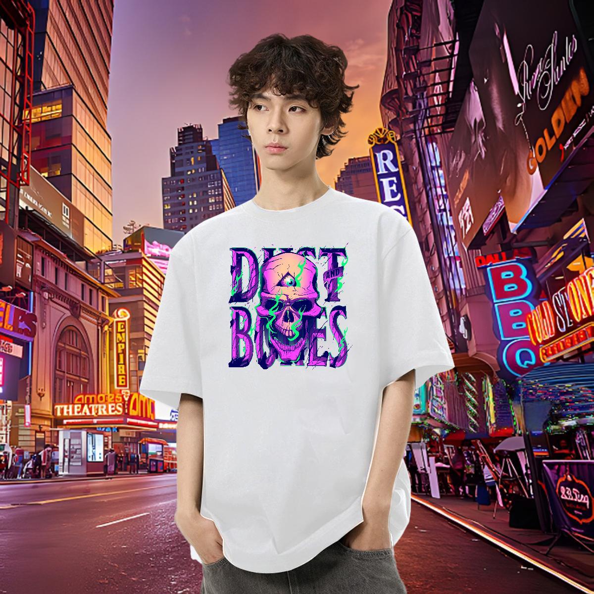 Stylist Man T Shirts skull Tops Shirt 100% Cotton 230g Casual Daily Wear Cool Cartoon Printing L-4XL Breathable Crew Neck Men Tshirts