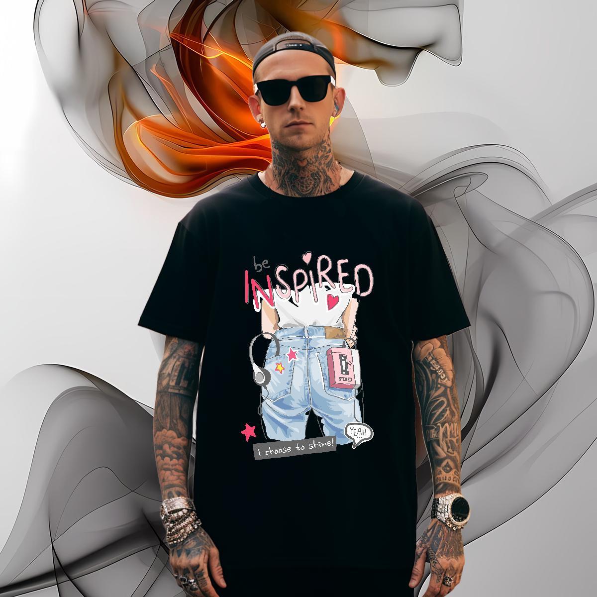 Fashion 100% Cotton 230g Man T Shirts letter Spring Summer Tshirts Clothes Breathable Short Sleeve Cool Design Floral Print