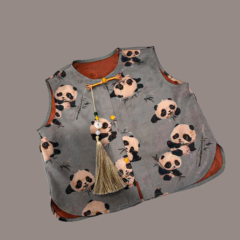 Children's explosive new Chinese-style small panda short-sleeved suit boys and girls two-piece set