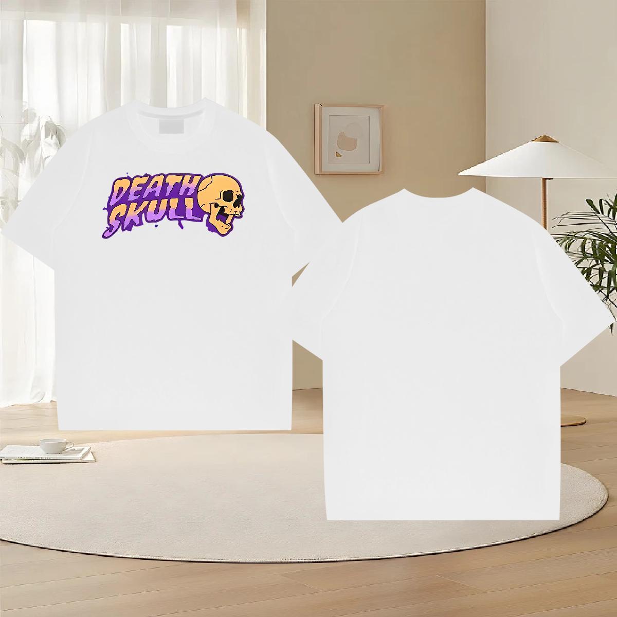 Custom Man T Shirts skull Tops Shirt 230g Pure Cotton Hip Hop Classic Custom Cartoon O-Neck Short Sleeve Mens Tshirts